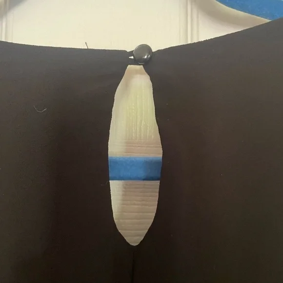 AS U Wish Size L black Embroidered Hem Pleated Front Lined Dress - Picture 8 of 11